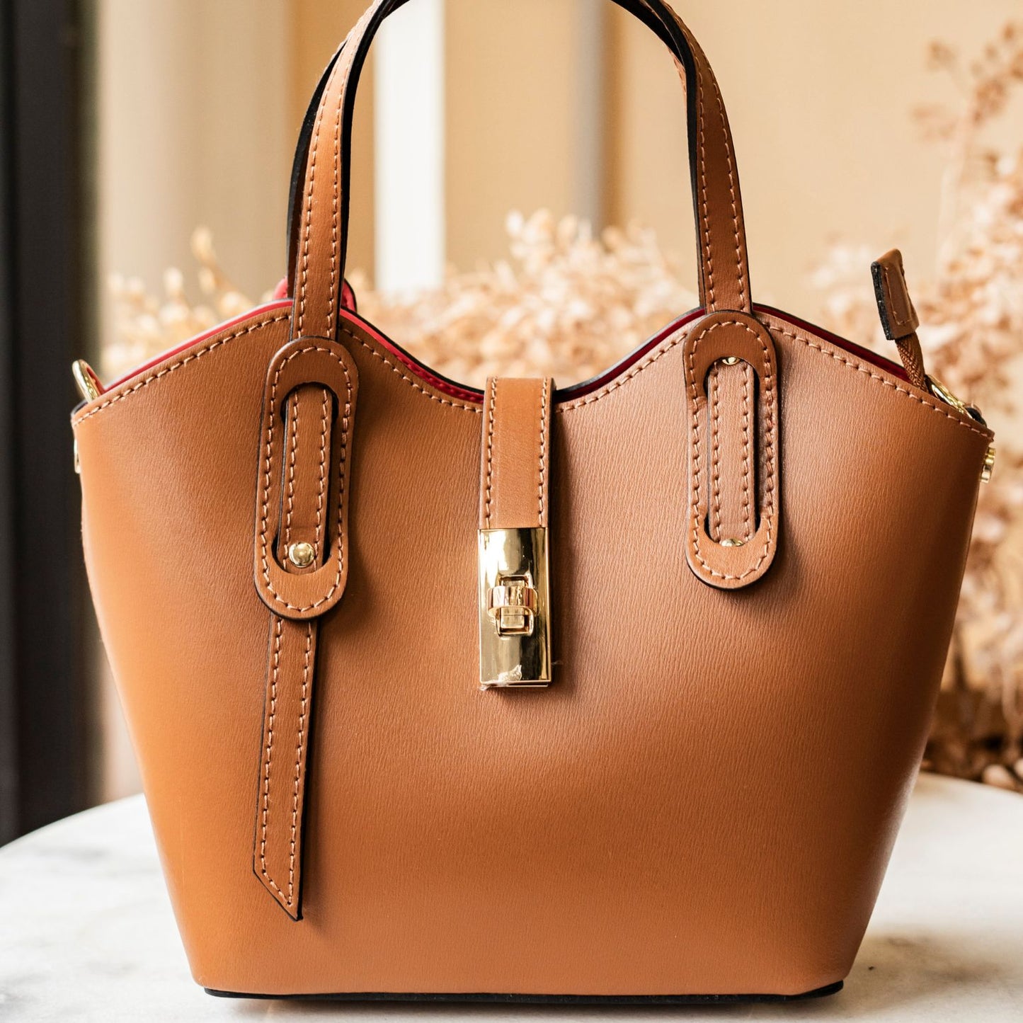 borsa in pelle interni rossi