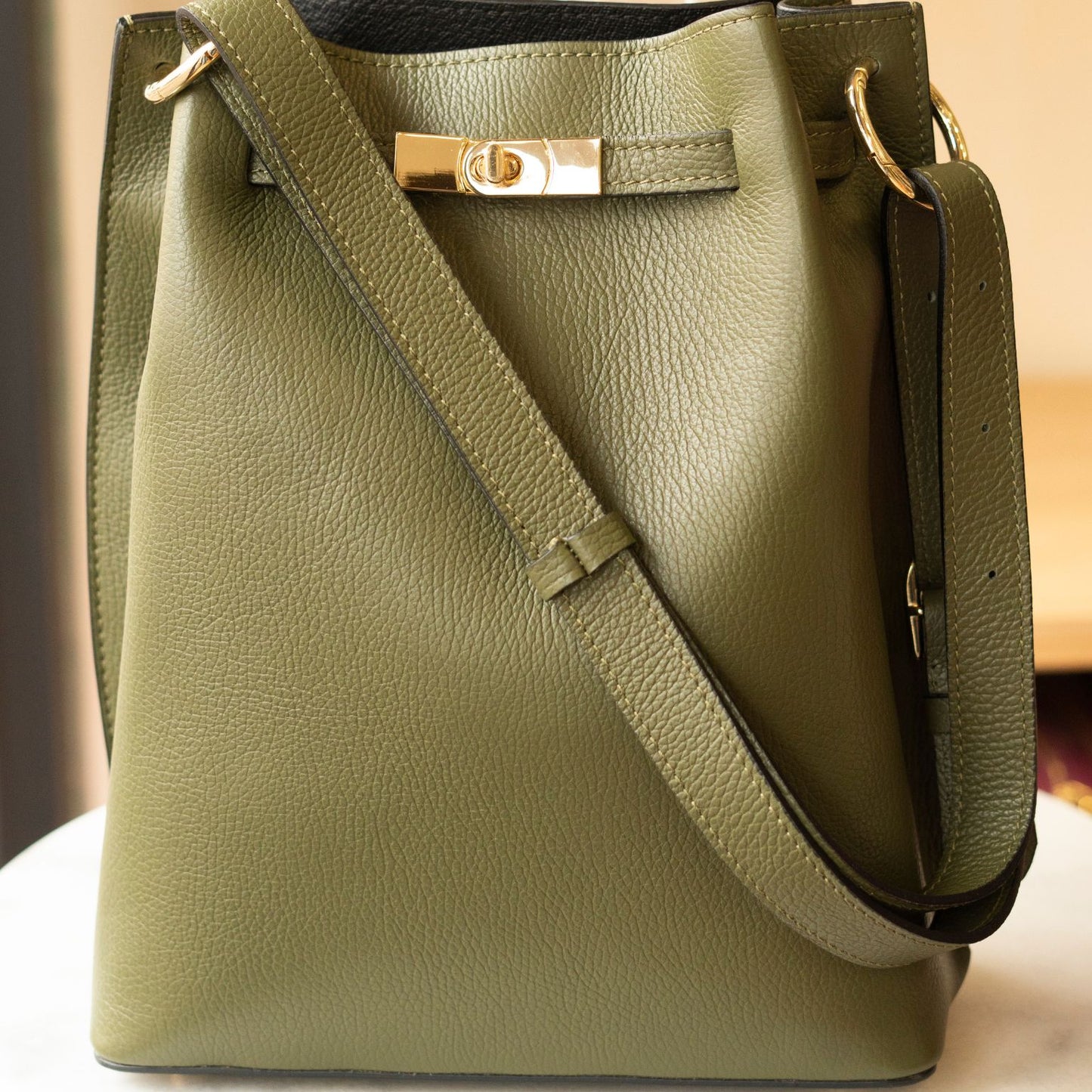secchiello in pelle verde